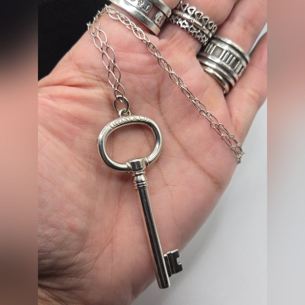 Tiffany & Co Sterling Silver Key Pendant Necklace